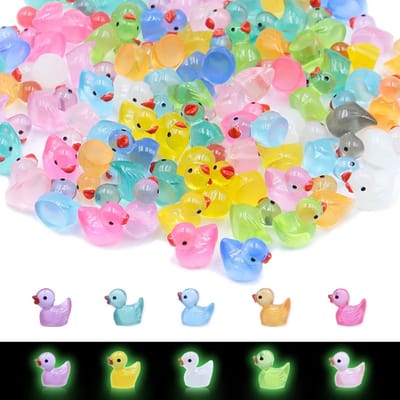 150pc Mini Lichtgevende Eendjes Figuren Hars Decoratie voor Tuin en Aquarium