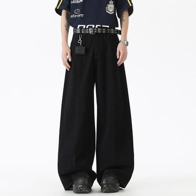 Werkbroeken Heren en Dames Losse Silhouet Retro Denim Vloerbroeken 2XL zwart