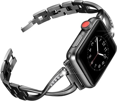 Compatibel Horlogebandje voor Apple Watch Serie 7 - Dames - Vervangingsband - Zwart - 38mm/40mm - 41 mm - SE/6/5 - Zoekwoorden: horlogebandje, Apple Watch Serie 7, vervangingsband.
