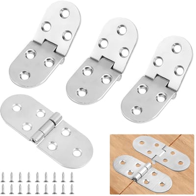 4 stuks 180 graden scharnieren, inklapbaar, rond klapscharnier, roestvrij staal, klapscharnier, mini-meubelscharnier, opschroefscharnier voor klaptafel, kast, garderobe, houten kist, meubels