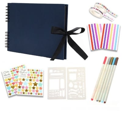 DIY-Scrapbookalbum — Inclusief 6 metallic stiften — Creatief scrapbook & fotoalbum — 40 vellen (80 pagina's) karton (290 x 205 mm) — Stevige hardcover & roestvrijstalen binding — Een bijzonder, gepersonaliseerd cadeau voor een dierbare