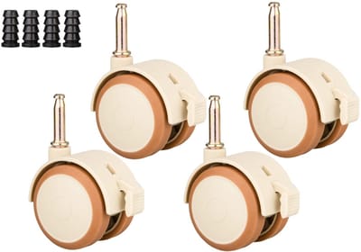 Dailygoods- Zwenkwielen Set van 4 - Zwenkwielen met Rem - Dubbele Wielen - Antislip - Robuust - Wieldiameter 47 mm - Meubelwielen