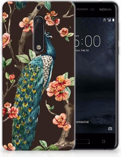 Nokia 5 TPU Hoesje Pauw met Bloemen