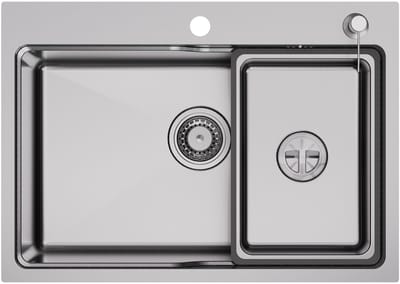 CECIPA MAX Spoelbak Keuken 68x48CM - Enkele spoelbakken RVS - Met Korf, Zeepdispenser en Afvoerset - Voor 80 cm Kast