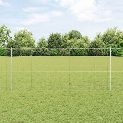 vidaXL - wildhek - met - palen - 50 - x - 1 - m - Gegalvaniseerd - staal - Zilverkleurig