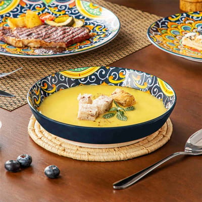 Luxe Serviesset – 24 delig – 6 persoons – Porselein - Bordenset – Dinner platen – Dessertborden - Kommen - Pastabord - Meerkleurig