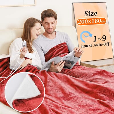 Elektrische deken - Warmtedeken - Ontspannen warmte - Veiligheid timer - 180 x 200 cm - Rood