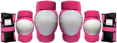 Beschermende uitrusting set - Knie elleboog pols - Outdoor sporten - Ademende spons - 6 stuks - Roze