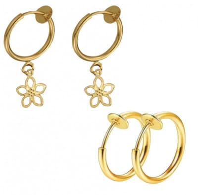 2 paar -klem oorbellen- bloem- oorringen- goudkleurig- geen gaatje- Charme Bijoux