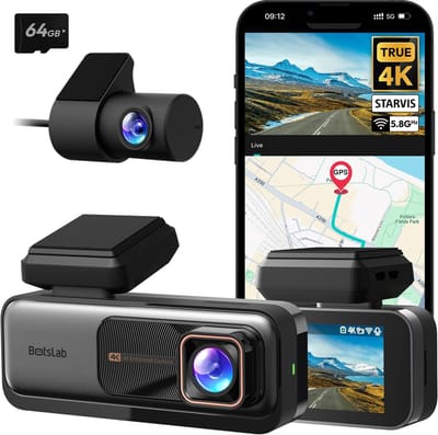 360 Botslab G980H 4K Wifi GPS 2CH 64gb dashcam auto voor en achter- 4K camera voor + 2K achter - 2,45 inch LCD scherm -Nachtzicht - Wifi en GPS - 170 graden groothoek- WDR- 24/7 parkeerbewaking- ADAS- 64gb Micro SD kaart - dashcam voor auto