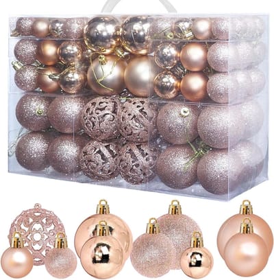 Decoratieve Kerstballen Set van 100 Stuks, Hangende Ornamenten voor Kerstboom, Raamdecoratie en Kransen, Diverse Maten 3/4/6 cm