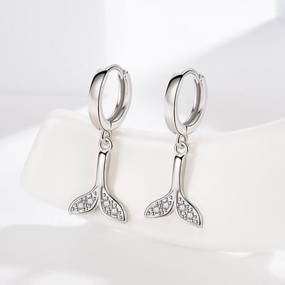 925 Sterling Zilver Zircon Zeemeermin Piercing Bedel Stud Oorbellen Voor Vrouwen Meisjes Bruiloft Sieraden Pendientes eh558 gray