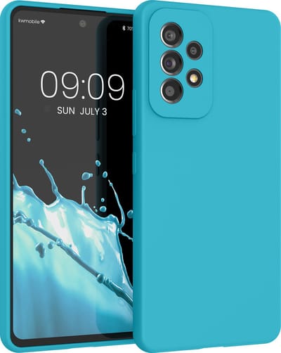 kwmobile telefoonhoesje geschikt voor Samsung Galaxy A53 5G - Hoesje met siliconen coating - Smartphone case in ijsblauw
