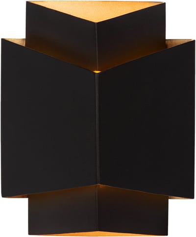 Atmooz Eclips Wandlamp – 18x15x22 cm – Zwart Metaal met Gouden Binnenkant – G9 – Up & Downlight – Design Sfeerverlichting