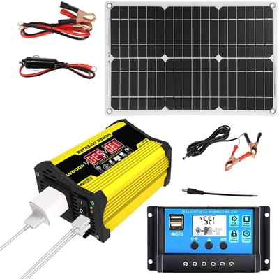 Zonnepaneel Compleet Systeem - Zonne Energie Kit - Off-Grid Stroom - Met USB Poorten - 300 Watt - Geel