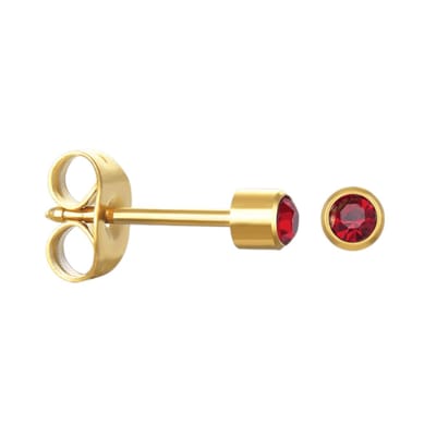 Aramat Jewels | Oorbellen | Goudkleurige Oorstekers 3mm - Rood Kristal | | | |3mm | Staal | Kinderen, Volwassenen | Verkleurd niet