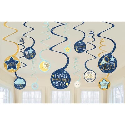 Amscan Slingers Swirl "twinkle Little Star" 12 Stuks Goud/blauw