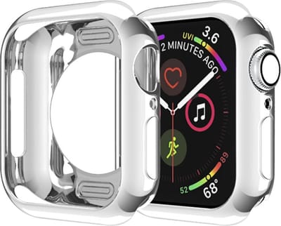 By Qubix - Siliconen case 42mm - Zilver - Geschikt voor Apple Watch 42mm (series 1 t/m 3) hoesje - screenprotector - Bescherming iWatch - Bescherm hoesje