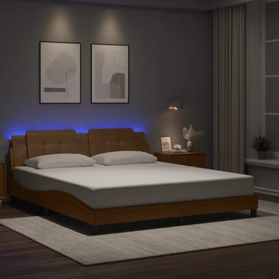 vidaXL - Bedframe - met - LED - zonder - matras - "Zadar" - cappuccino - 180x200 - cm