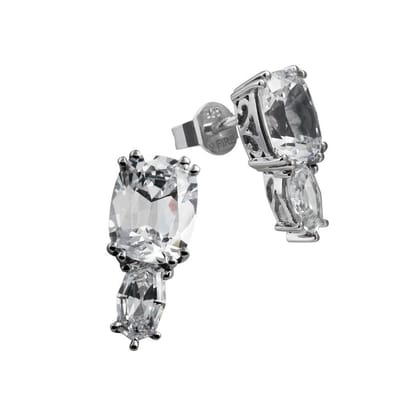 Diamonfire entourage oorknoppen - zilver gerodineerd gerodineerd - zirkonia - emerald - 16.7 x 7 mm