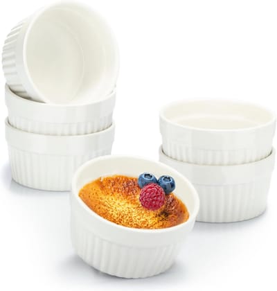Soufflé vormpjes, crème brûlée-schaaltjes van keramiek, ovenvaste vormpjes, dessertvormpjes voor bijvoorbeeld pasteitjes - 8x8x4.2 cm