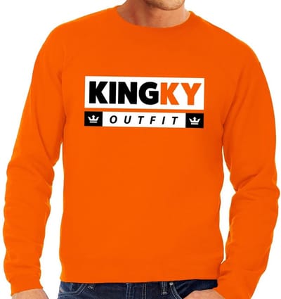 Oranje Kingky Outfit sweater - Trui voor heren - Koningsdag kleding S
