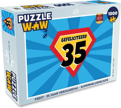 Puzzel Feest - 35 jaar verjaardag - Superheldencape - Legpuzzel - Puzzel 1000 stukjes volwassenen