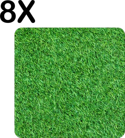 Luxe Placemat - Groen - Gras - Achtergrond - Set van 8 Placemats - 50x50 cm - 2 mm dik Vinyl - Anti Slip - Afneembaar