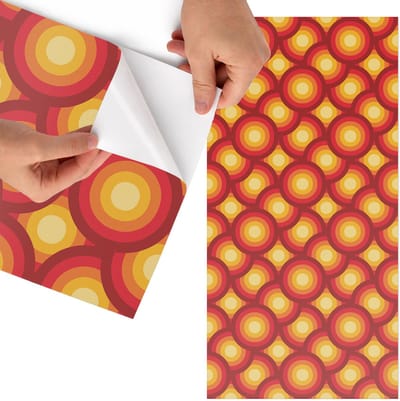 Tulup Meubelfolie - Kleurrijke cirkels Meubel Wrap Folie - 65x130 cm - Rood Meubelfolie - Meubelfolie Zelfklevend - Retro Meubelfolie - Wrapfolie Keuken - Wanddecoratie - Achtergronden en patronen