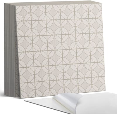 Coloray Plaktegels - Geometrisch patroon met cirkels Zelfklevende Tegels - 20 cm x 20 cm - Beige Plaktegels - 20 stuks - Vierkant PVC Tegels - Plaktegels Badkamer - Plaktegels Vloer - Vinyl Tegels Zelfklevend - Wandtegel Zelfklevend