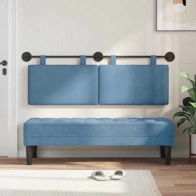 vidaXL - Hangend - hoofdbord - Blauw - Corduroy - stof