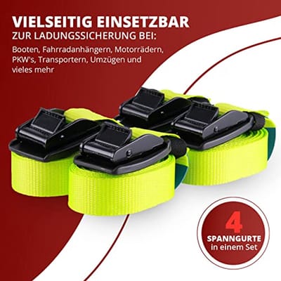 Spanbanden met klemsluiting en gespbescherming - 4m lengte, 25mm breedte, 540kg belastbaar