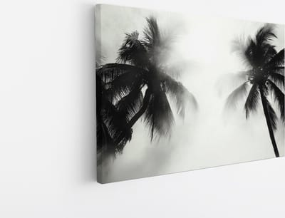 Saammp Canvas Schilderij - Natuur - 2 Bomen tussen de mist - landschap - 45x30 - Foto op canvas - Wanddecoratie - Muurdecoratie Woonkamer - Slaapkamer decoratie - Canvas Print