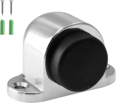 Duurzame Deurstopper voor Vloermontage met Rubber Bumper - 33 mm - Roestvrijstalen Afwerking