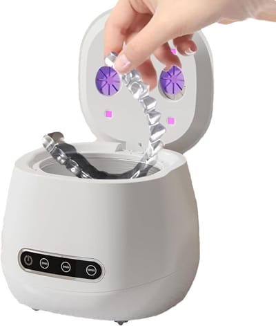 Ultrasone Reiniger - Sieradenreiniger Gebit - Hygiënisch Reinigen - 52 kHz Golven UV - 200 ml Tank - Wit