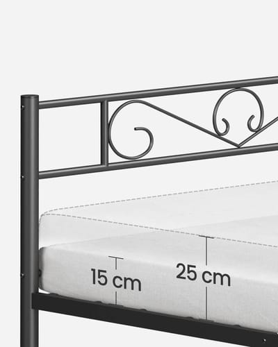Woongenotonline - bed 90x200 cm Gastenbed - Eenpersoonsbed Metalen bed - Eenvoudige montage -inkt zwart