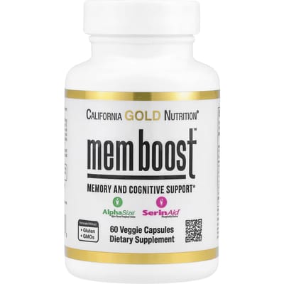 California Gold Nutrition, MEM Boost™, Geheugen en Cognitieve Verbetering, 60 Plantaardige Capsules