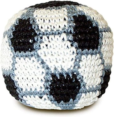 Voetbal Hacky Zak - Gehaakte Voettas - Voetbal Trainen - Gevuld Met Plastic Pellets - 57 cm Diameter - Zwart