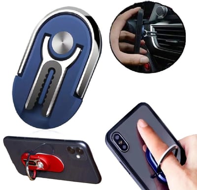 4-in-1 360° Flexibele Clip Telefoonhouder – Nano Suction Houder | Smartphone Stand | Ring Houder | Telefoon Button I Blauw