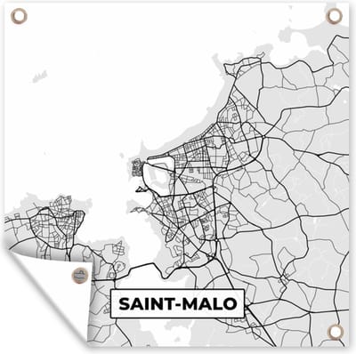 Tuin poster Frankrijk – Plattegrond – Kaart – Saint-Malo – Stadskaart - 200x200 cm - Tuindoek
