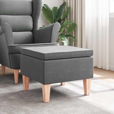 vidaXL - Kruk - met - houten - poten - stof - donkergrijs
