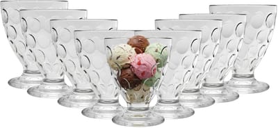 Urban Living IJscoupes/ijsschaaltjes - 9x stuks - 280 ml - glas - met rondjes - dessertschaaltje