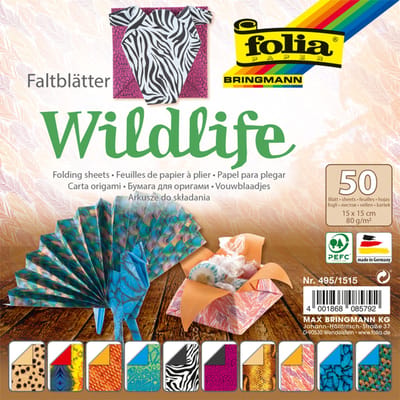 Vouwblaadjes folia 80gr 15x15cm 50v 2z wildlife | 140 stuks