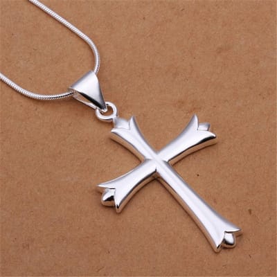 925 Zilveren Halsketting Bruiloft Feest Dames Bedeltjes Ketting Eenvoudige Mode Dames Kruis Halsketting