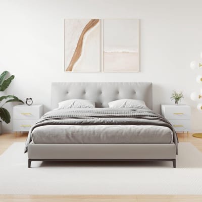 Nachtkastje set - Meubelstukken - Opbergruimte creëren - Hout en metaal - 40x35x475 cm - Wit