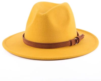 Hoed - Zonnehoed - Bucket Hat - Zonnehoed dames - Bucket hat heren - Wandelhoeden - Wollen hoeden Waterdichte - Oprolbare vilten hoeden voor buiten - Opvouwbare leren hoedvoering - Voor mannen en vrouwen(geel)