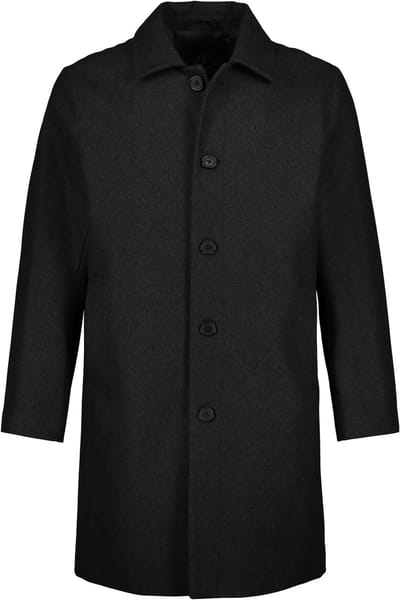 JP 1880 - Heren - Mantel van wolmix waterafstotend overhemdkraag - Antraciet - Maat XL