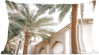 Sierkussens - Kussentjes Woonkamer - 60x40 cm - Gebouw - Palmbomen - Beige - Zon