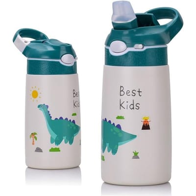 400ML Kinderen Thermos Waterfles Kids Thermos Mok Baby Eend Gefactureerd Stro 316 Rvs Thermosflessen Tumbler Thermo Cup 400ml