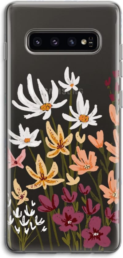 Case Company® - Hoesje geschikt voor Samsung Galaxy S10 4G hoesje - Painted wildflowers - Soft Cover Telefoonhoesje - Bescherming aan alle Kanten en Schermrand